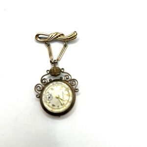 10 KT RGP Antique-Style Gold Tone Ornate Nurse Fob Watch J 10 KT RGP